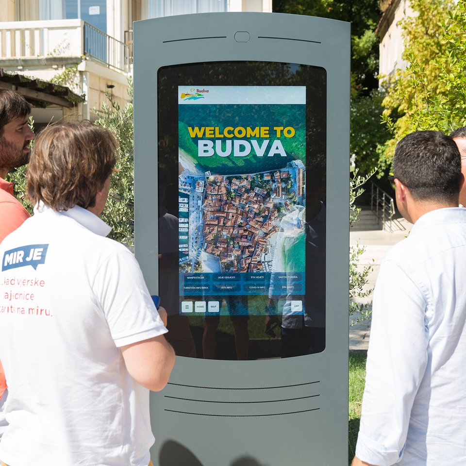 Digital Billboard NOMYU for outdoor promotes tourism in Budva, Montenegro