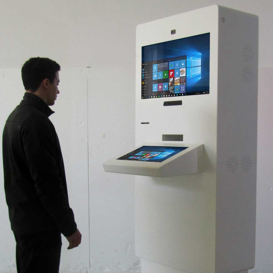 Digital height-adjustable motorized kiosk